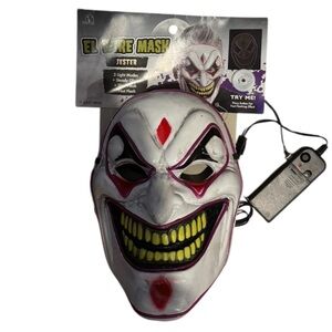 NWT Evil Jester Mask with 3‎ Light Modes Costume Accessory Halloween Cosplay